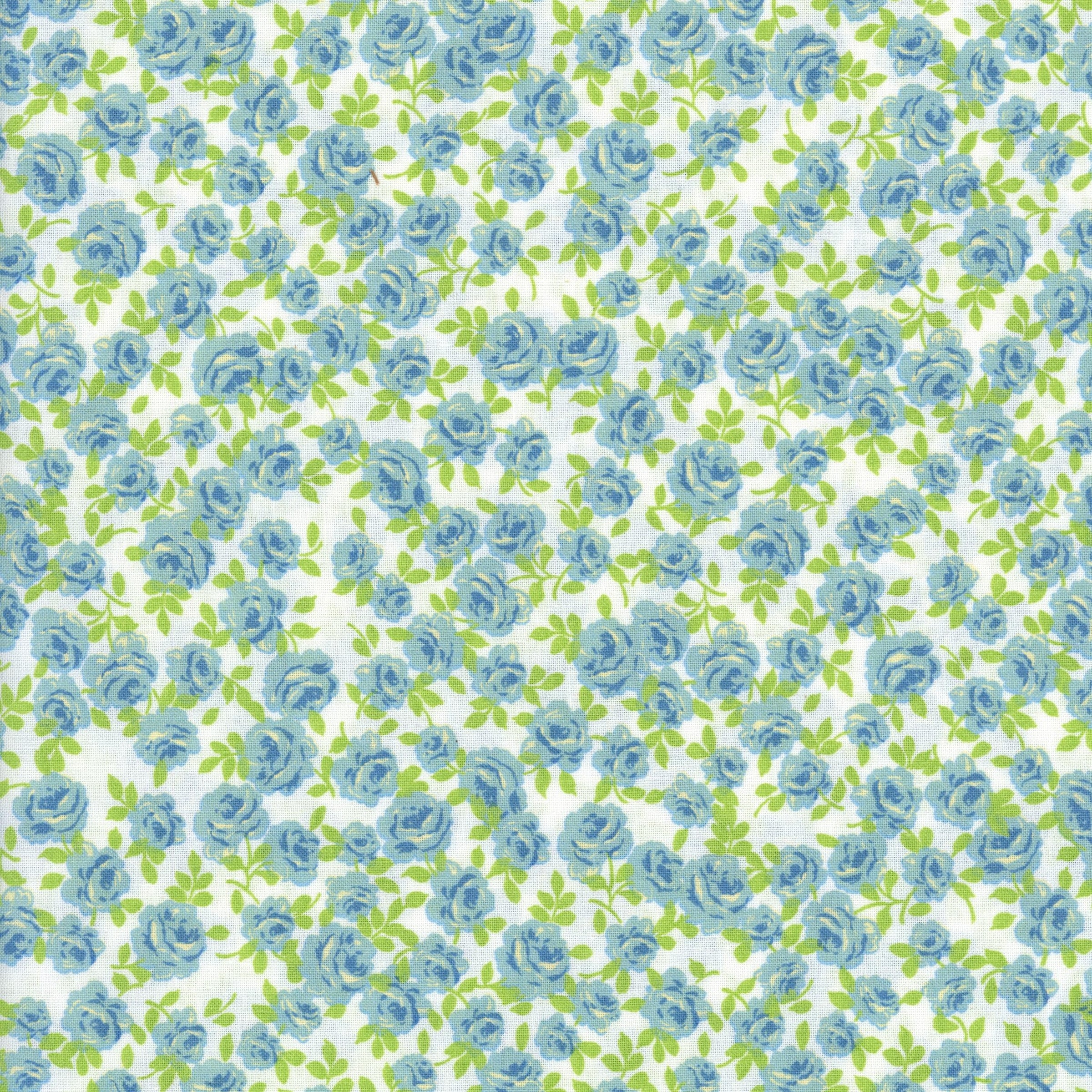 Sullivans Roses - Blue - Patchwork and Quilting Fabric from Brown's Craft Shed (Tags: Fabric blue green roses Sullivans vintage style )