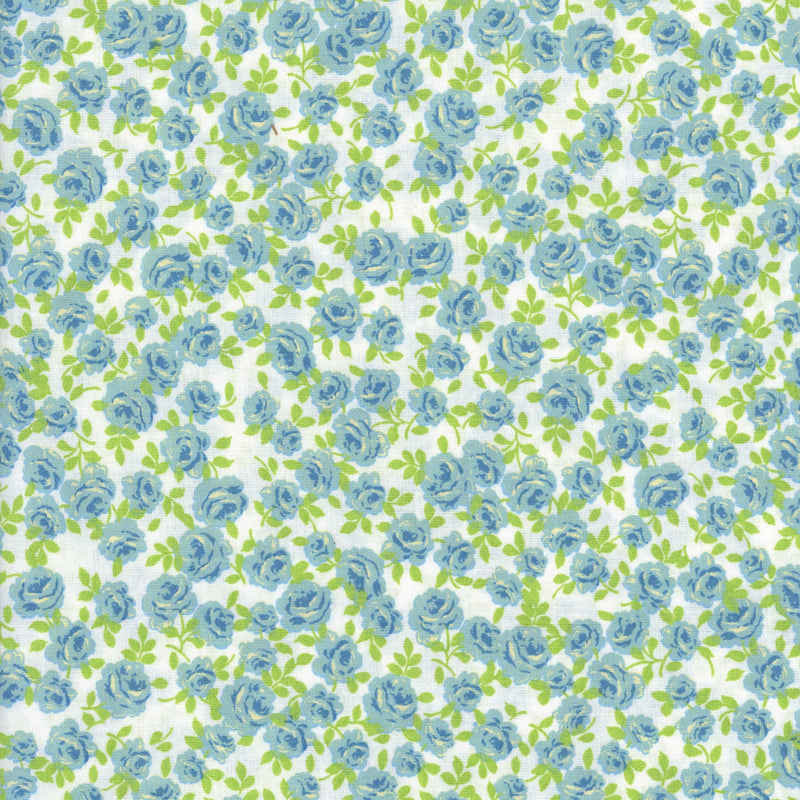 Sullivans Roses - Blue - Patchwork and Quilting Fabric from Brown's Craft Shed (Tags: Fabric blue green roses Sullivans vintage style )