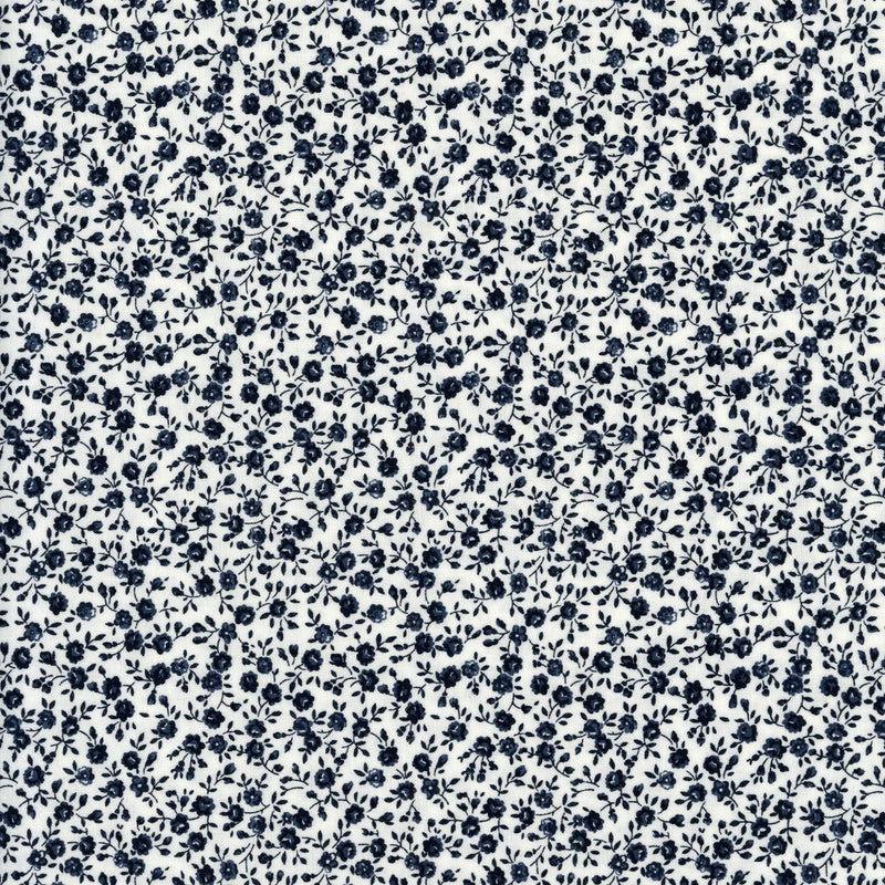 Moda Summertime by Camille Roskelley - Patchwork and Quilting Fabric from Brown's Craft Shed (Tags: Fabric Camille Roskelley Cottage Garden Floral Moda Fabrics Navy Blue Summertime White Background )