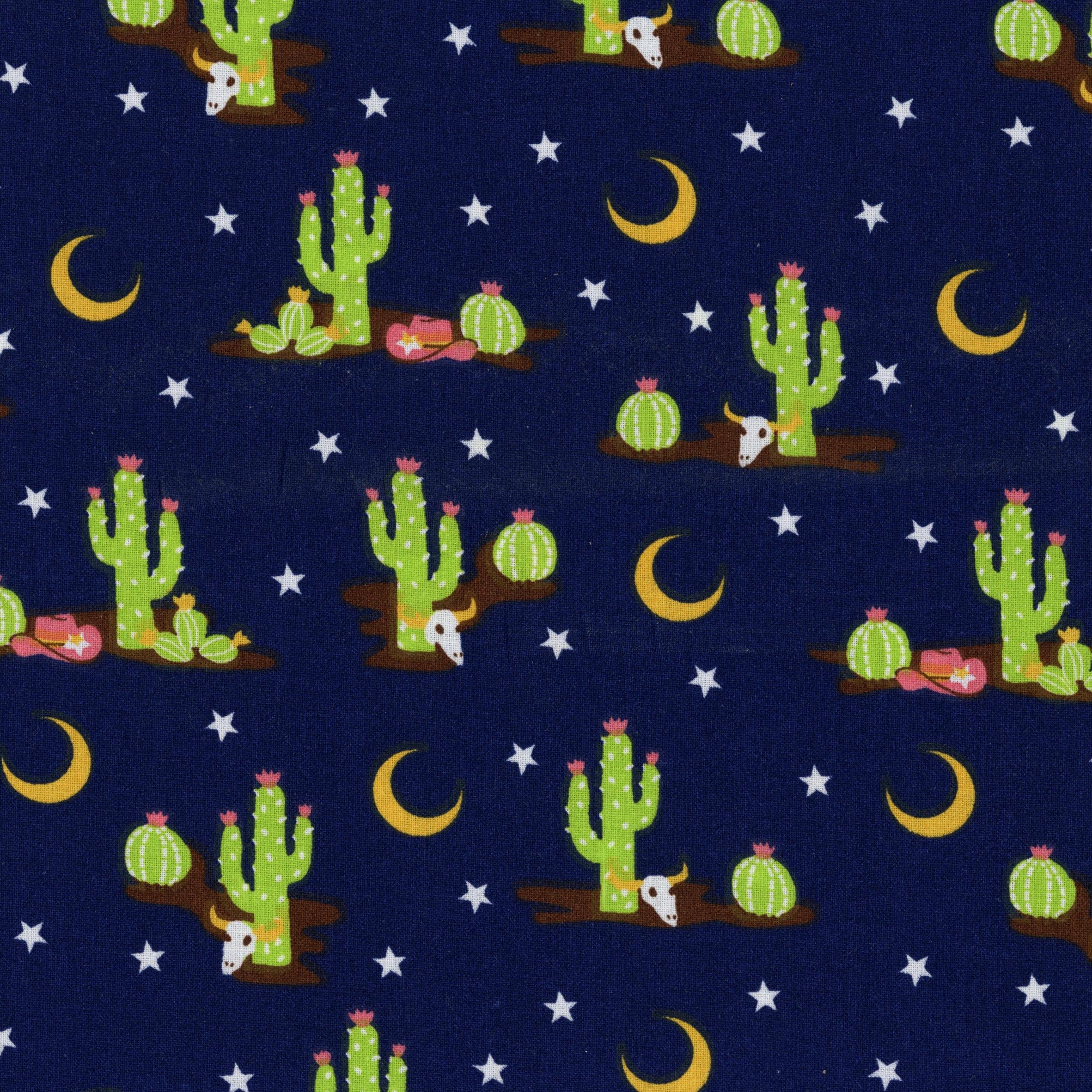 Sullivans Cactus - Midnight - Patchwork and Quilting Fabric from Brown's Craft Shed (Tags: Fabric Cactus Stars Sullivans Western )