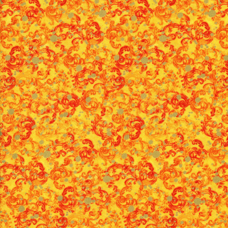 Paintbrush Studio Changing Seasons by Ro Gregg - Patchwork and Quilting Fabric from Brown's Craft Shed (Tags: Fabric autumn Changing Seasons Floral gold orange Paintbrush Studio patchwork quilting red Ro Gregg scroll seasonal swirl textured vine warm tones )