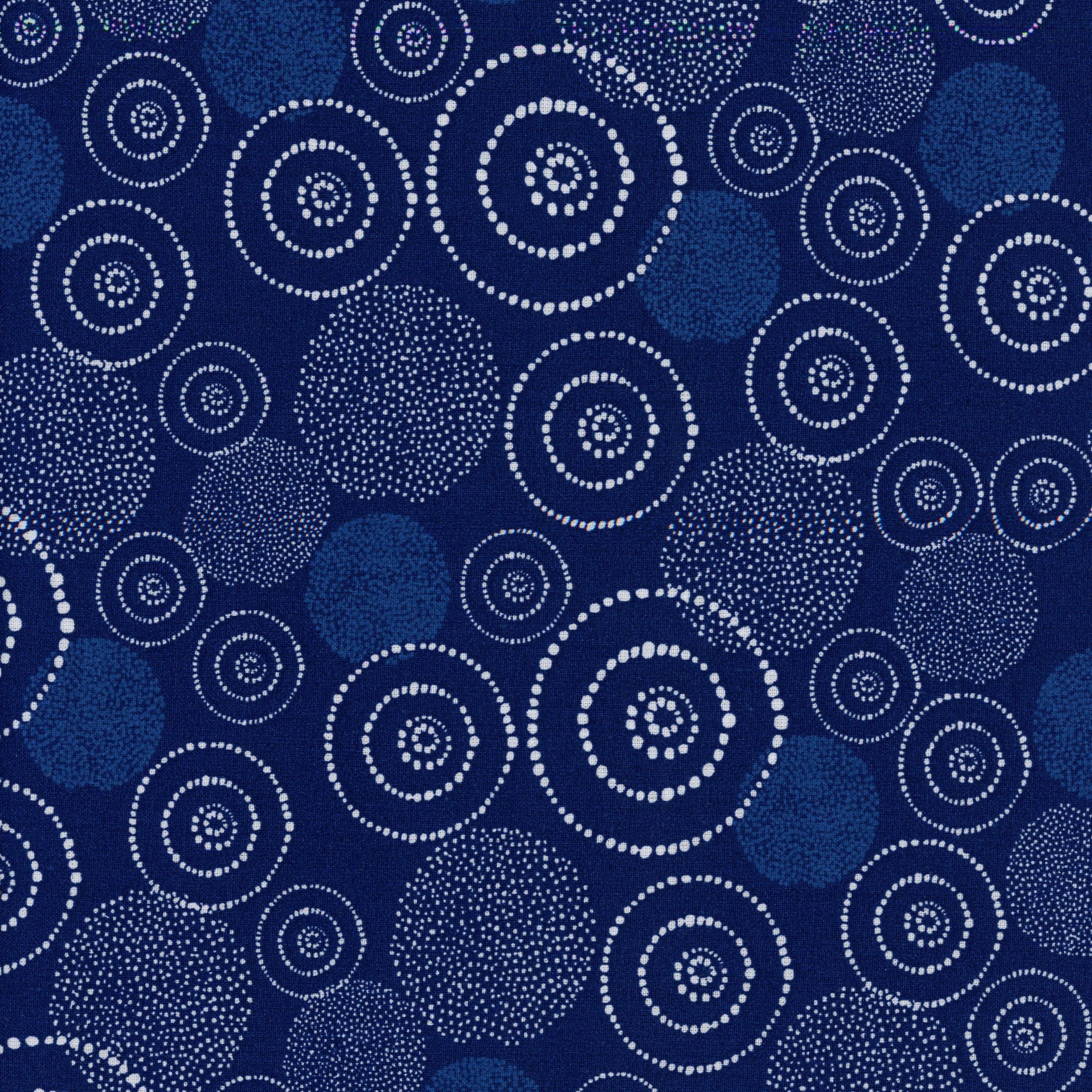 Sullivan's - Circles (Navy) - Patchwork and Quilting Fabric from Brown's Craft Shed (Tags: Fabric australiana blenders blue circles dots Geometric navy novelty patterns Sullivan's textures white )