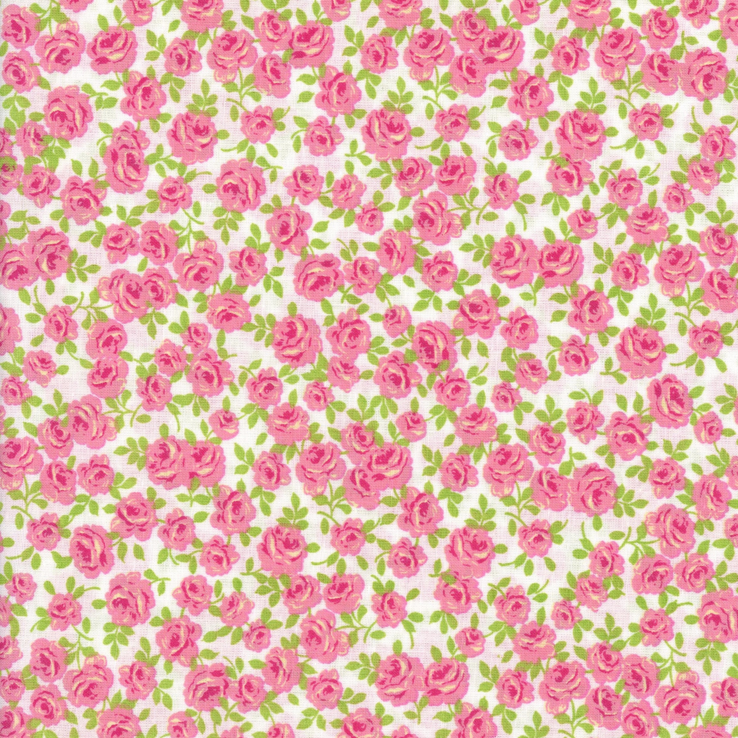 Sullivans Roses - Pink - Patchwork and Quilting Fabric from Brown's Craft Shed (Tags: Fabric green pink roses Sullivans )