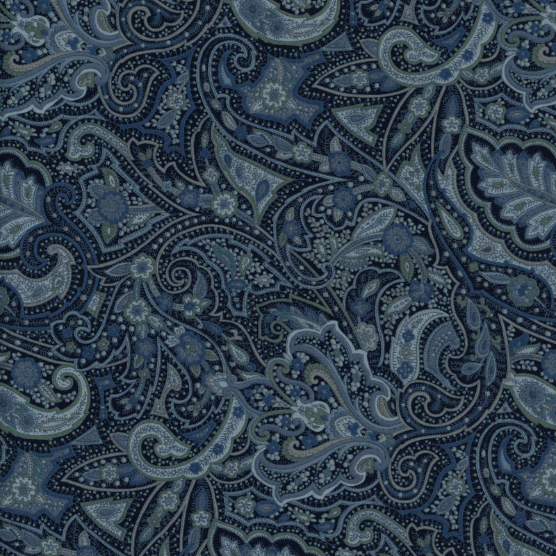 Robert Kaufman Paisley Prints (Navy) - Patchwork and Quilting Fabric from Brown's Craft Shed (Tags: Fabric blue Floral navy paisley patterns Robert Kaufman )