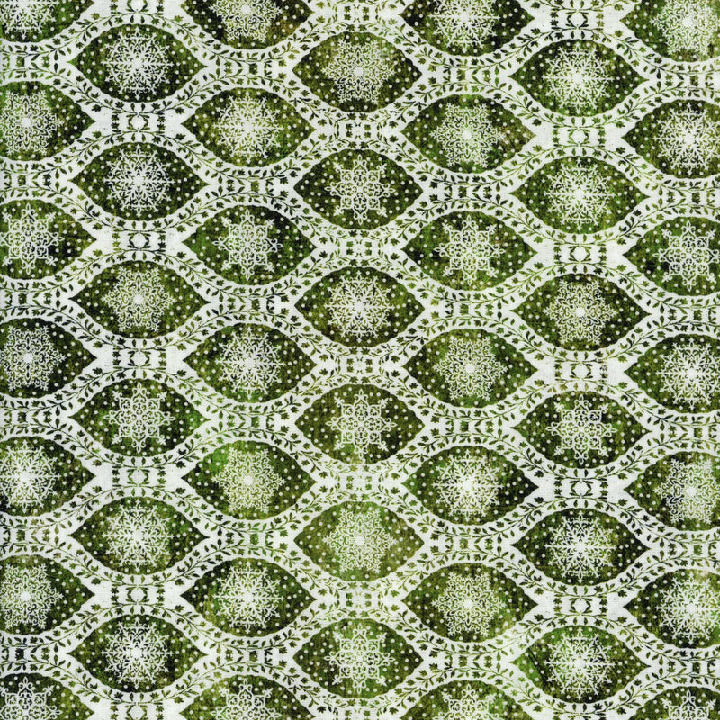 In The Beginning Fabrics: Nature's Winter by Jason Yenter (Wintergreen) - Patchwork and Quilting Fabric from Brown's Craft Shed (Tags: Fabric christmas festive Geometric holiday Jason Yenter Nature's Winter patchwork patterns quilting seasonal snowflake Wintergreen Medallion )