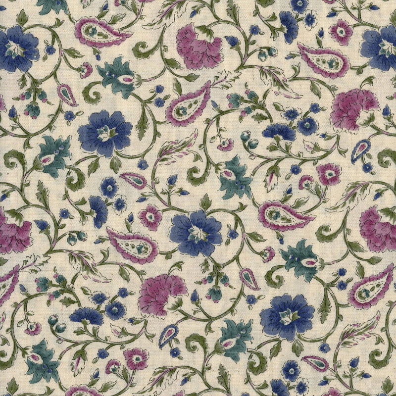 Cosmo Textile Co – Vintage Blooms - Patchwork and Quilting Fabric from Brown's Craft Shed (Tags: Fabric blue classic Cosmo Textile Co cream elegant flowers green japanese fabric mauve paisley patchwork quilting traditional vines vintage )