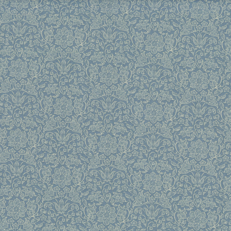 Tilda Songbird - Lila Blue - Patchwork and Quilting Fabric from Brown's Craft Shed (Tags: Fabric blenders blue classic cottage cream Floral garden romantic Scandinavian soft blue Tilda Tilda Songbird vines vintage )