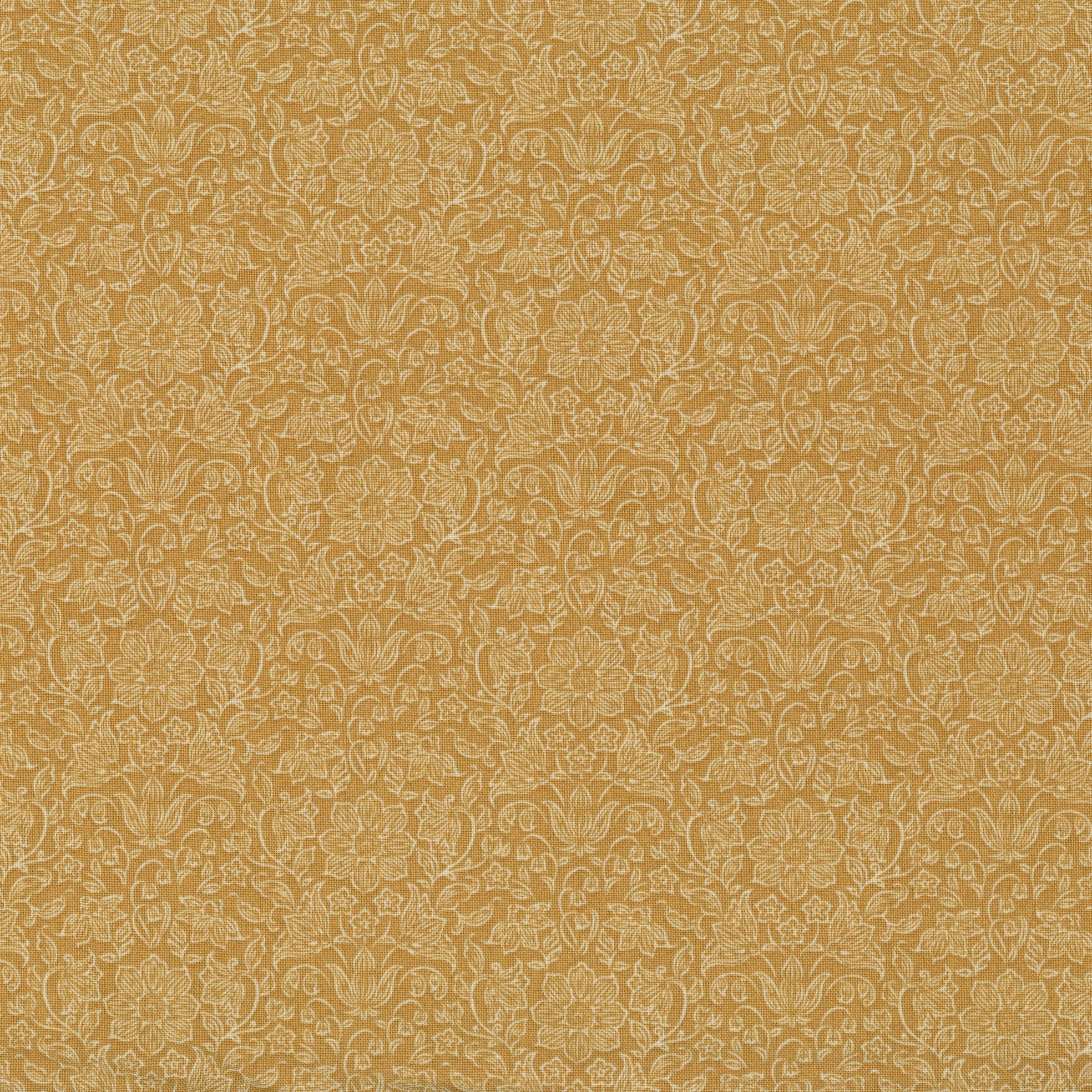 Tilda Songbird - Lila Mustard - Patchwork and Quilting Fabric from Brown's Craft Shed (Tags: Fabric blenders classic cottage Floral garden mustard Neutral Scandinavian Tilda Tilda Songbird vines vintage warm tones Yellow )