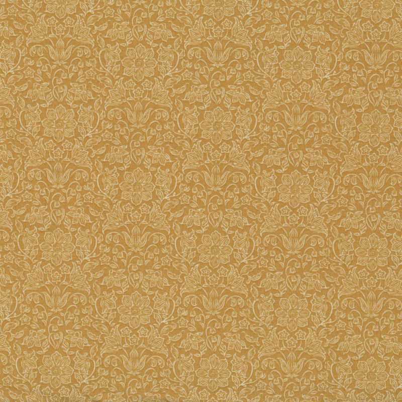 Tilda Songbird - Lila Mustard - Patchwork and Quilting Fabric from Brown's Craft Shed (Tags: Fabric blenders classic cottage Floral garden mustard Neutral Scandinavian Tilda Tilda Songbird vines vintage warm tones Yellow )