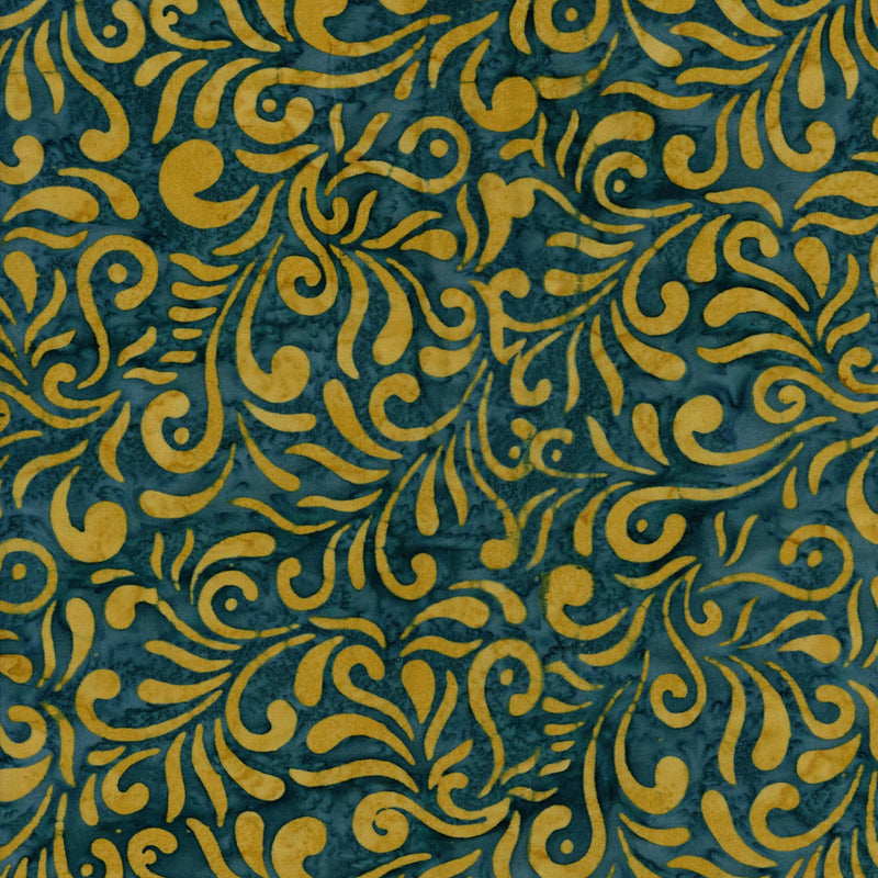 Banyan Batiks Decorative Carving (Vintage Glass) - Patchwork and Quilting Fabric from Brown's Craft Shed (Tags: Fabric Banyan Batiks batik blender blue Decorative Carving Geometric gold green ornamental scroll teal textures Vintage Glass )