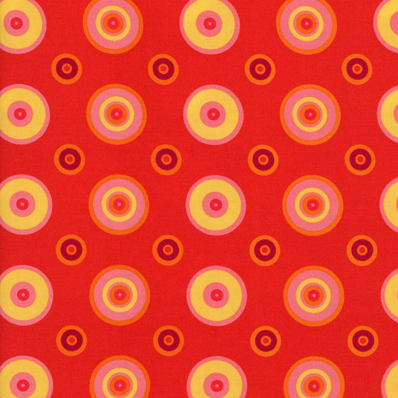 Moda Creativity Roars - Patchwork and Quilting Fabric from Brown's Craft Shed (Tags: Fabric blenders bold bright circles Creativity Roars Moda modern novelty orange patchwork pink playful quilting red rings )