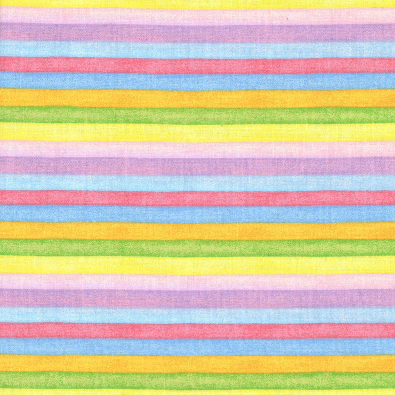 Fabri-Quilt Inc Garden Baby Stripe - Patchwork and Quilting Fabric from Brown's Craft Shed (Tags: Fabric baby children multi pastel patchwork playful quilting rainbow Stripes )