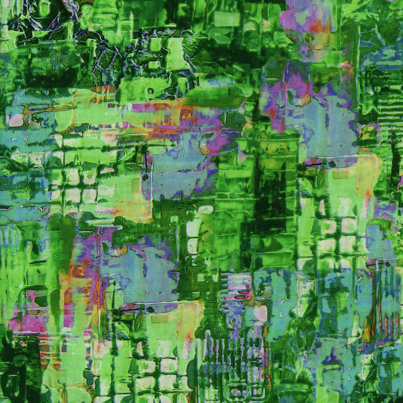 KK Fabrics Cityscape Wide Back - Green Light - Patchwork and Quilting Fabric from Brown's Craft Shed (Tags: Fabric abstract aqua backing cityscape green KK Fabrics modern quilt painterly purple wide backing )