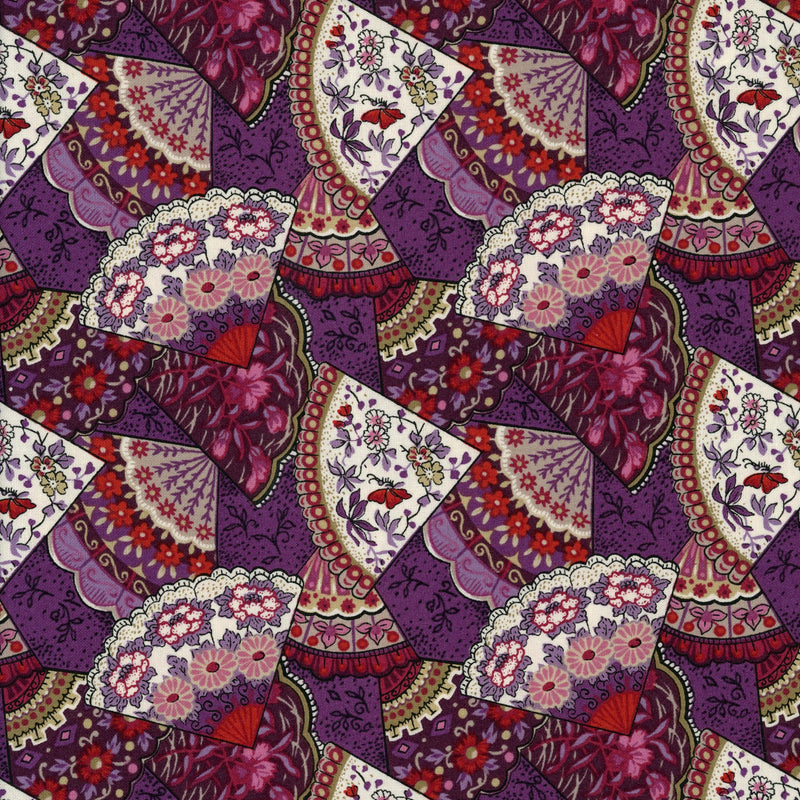 Fabric Freedom Eastern Minatures - Patchwork and Quilting Fabric from Brown's Craft Shed (Tags: Fabric cream decorative Fabric Freedom fans gold patterns pink purple quilting red )