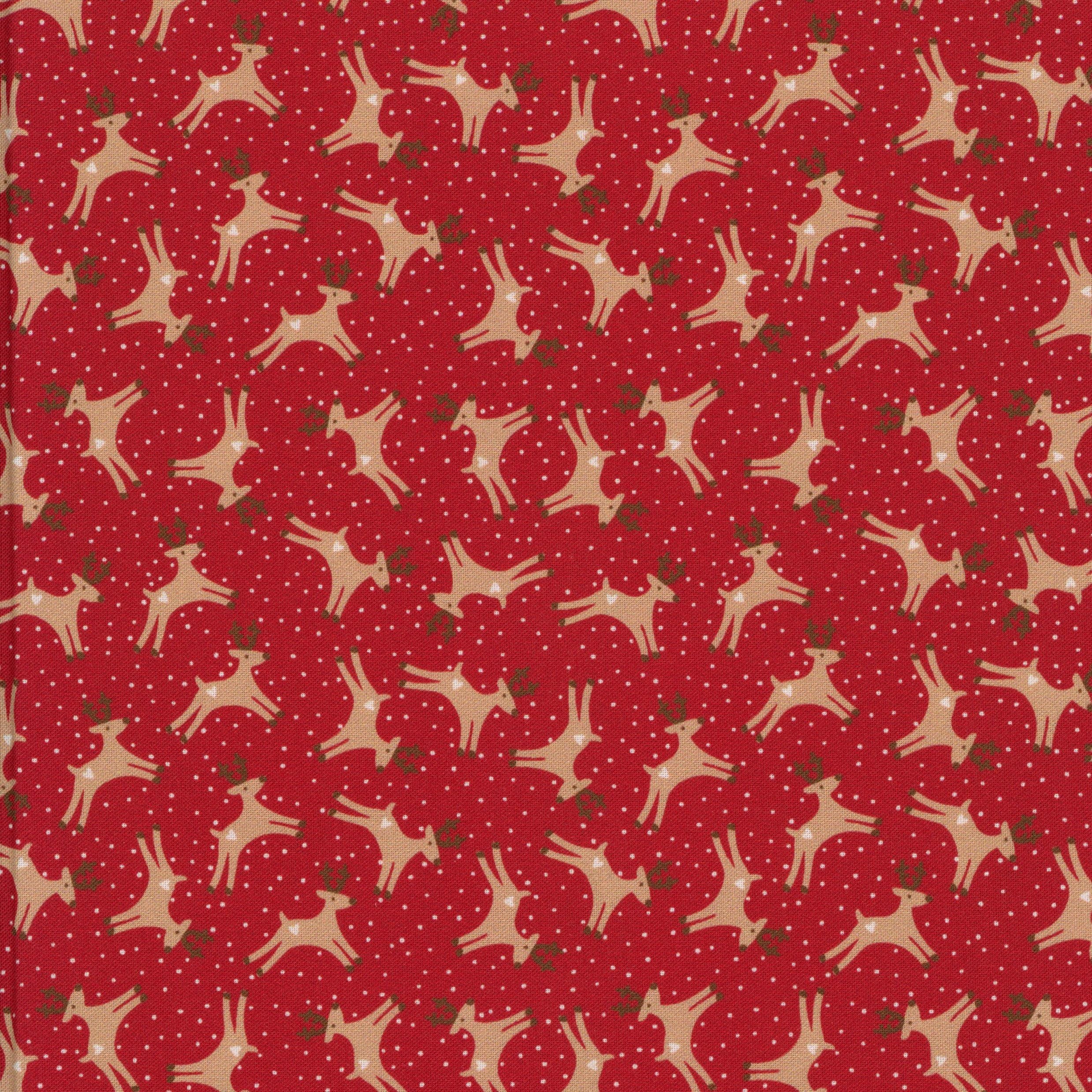 Devonstone Collection Pocketful of Joy by Natalie Bird of The Birdhouse (Red) - Patchwork and Quilting Fabric from Brown's Craft Shed (Tags: Fabric animal christmas Devonstone Collection fabric novelty patchwork playful quilting red reindeer seasonal snow The Birdhouse whimsical )