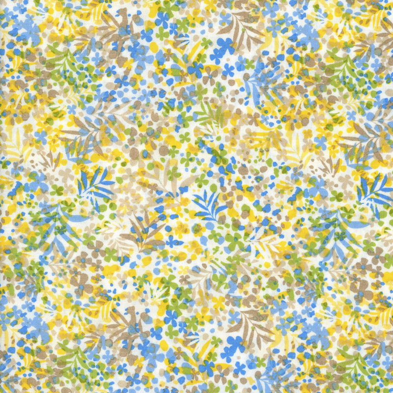 Andover Blossoms - Yellow and Blue Floral Mix - Patchwork and Quilting Fabric from Brown's Craft Shed (Tags: Fabric blue Floral Yellow )