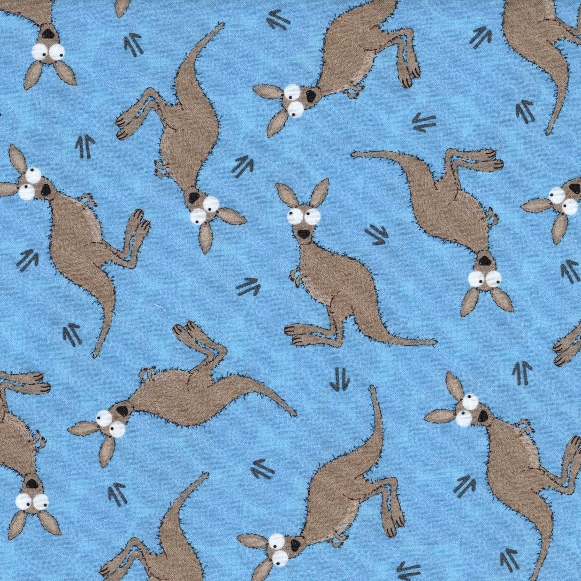 Nutex Little Creatures by Susan Wheeler Design - Patchwork and Quilting Fabric from Brown's Craft Shed (Tags: Fabric animal animals australiana blue Brown children kangaroo Little Creatures novelty Nutex playful Susan Wheeler Design wildlife )