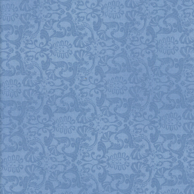 Stof Fabrics - Delft Scroll - Patchwork and Quilting Fabric from Brown's Craft Shed (Tags: Fabric basics blender blue classic Delft elegant Floral Geometric patchwork quilting scroll soft blue Stof Fabrics subtle tonal )