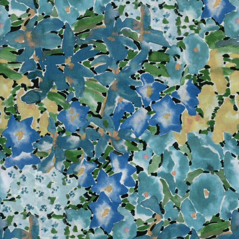 Liberty Tana Lawn Cotton - Summer Gallery Ellis Garden D - Patchwork and Quilting Fabric from Brown's Craft Shed (Tags: Fabric blue Ellis Garden Floral garden green Liberty Liberty Tana Lawn modern floral multi nature painterly premium cotton Summer Gallery teal watercolour )