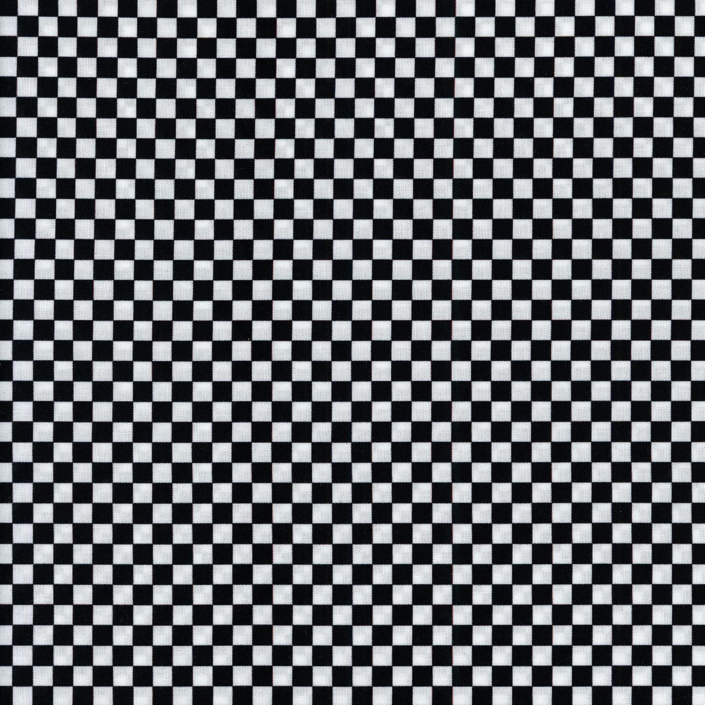 Nutex Motorcross Checkers - Patchwork and Quilting Fabric from Brown's Craft Shed (Tags: Fabric Black border check children Geometric monochrome motorcross motorsport novelty Nutex patterns playful Stripes white )
