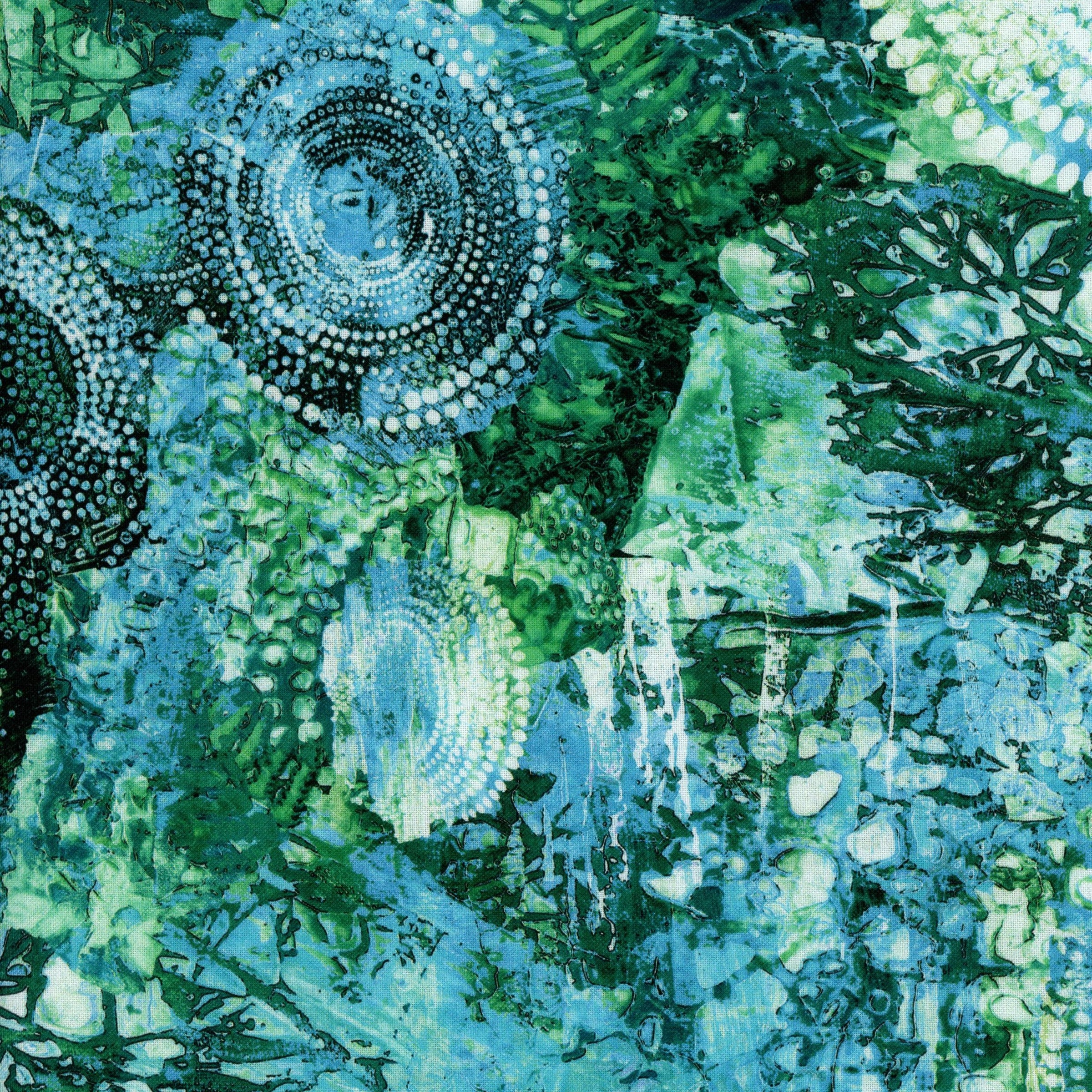 KK Fabrics Concentric Wide Backings - Circles Jade by De Gillett Cox - Patchwork and Quilting Fabric from Brown's Craft Shed (Tags: Fabric abstract backing backing fabric batik style blue circles De Gillett Cox green jade KK Fabrics modern quilting wide backing )