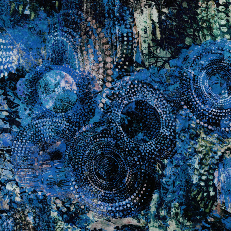 KK Fabrics Concentric Wide Backings - Circles Blue by De Gillett Cox - Patchwork and Quilting Fabric from Brown's Craft Shed (Tags: Fabric abstract backing backing fabric blue circles De Gillett Cox KK Fabrics modern quilt fabric navy wide backing )
