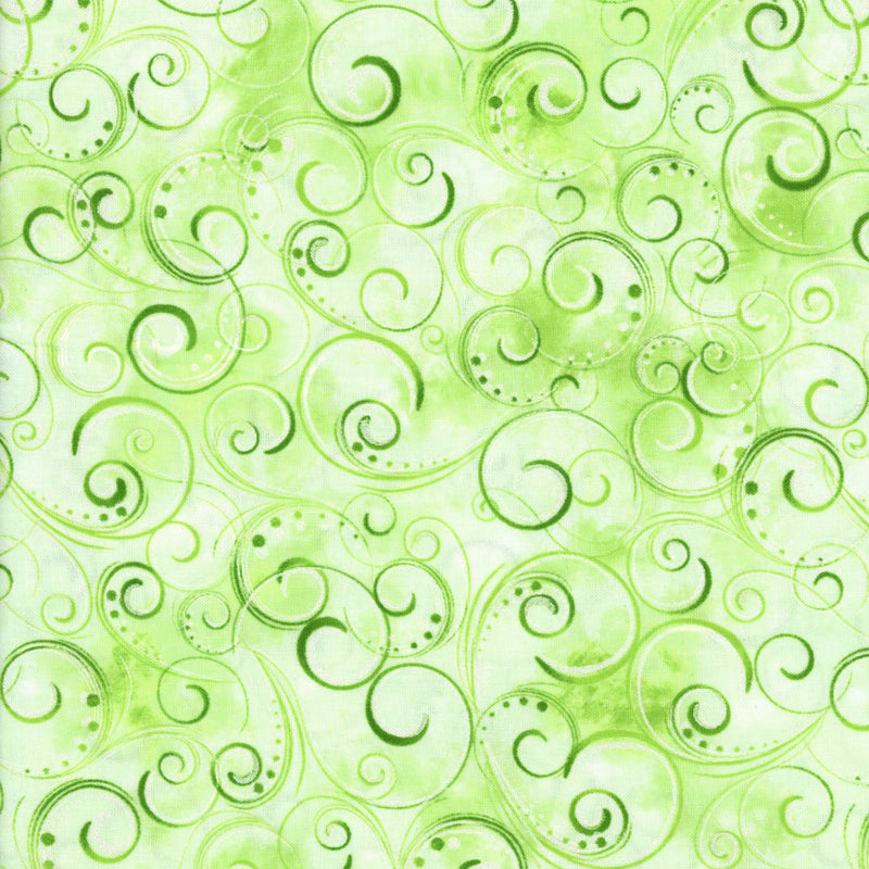 Kennard & Kennard Pearl Splendor (Spring Green) - Patchwork and Quilting Fabric from Brown's Craft Shed (Tags: Fabric basics blender bright fresh green Kennard & Kennard nature Pearl Splendor quilting cotton scrolls Spring Green swirls vines )