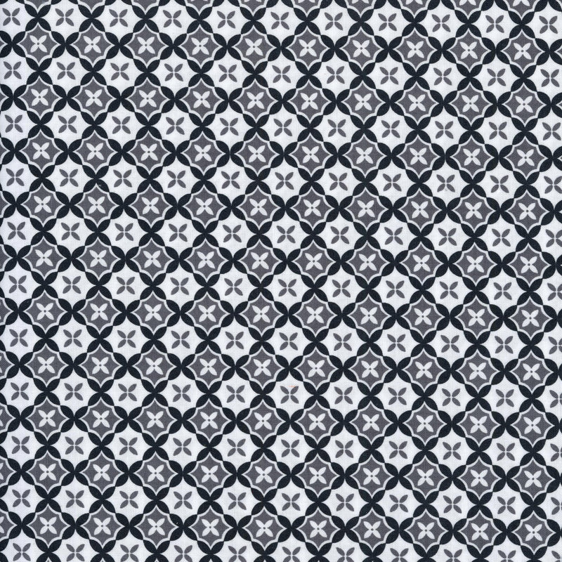 Poppie Cotton le petit escargot by Lori Woods - Patchwork and Quilting Fabric from Brown's Craft Shed (Tags: Fabric Black Floral Motif Geometric Le Petit Escargot Lori Woods Poppie Cotton Tile Print )