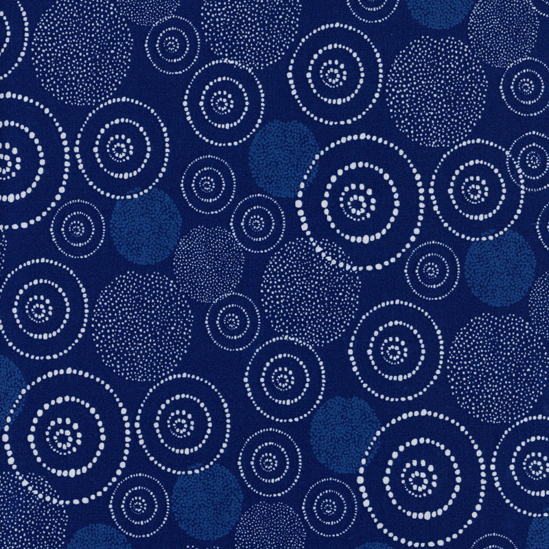 Sullivans - Circles (Navy) - Patchwork and Quilting Fabric from Brown's Craft Shed (Tags: Fabric blender blue circles contemporary dots Geometric modern quilting navy patterns Sullivans white )