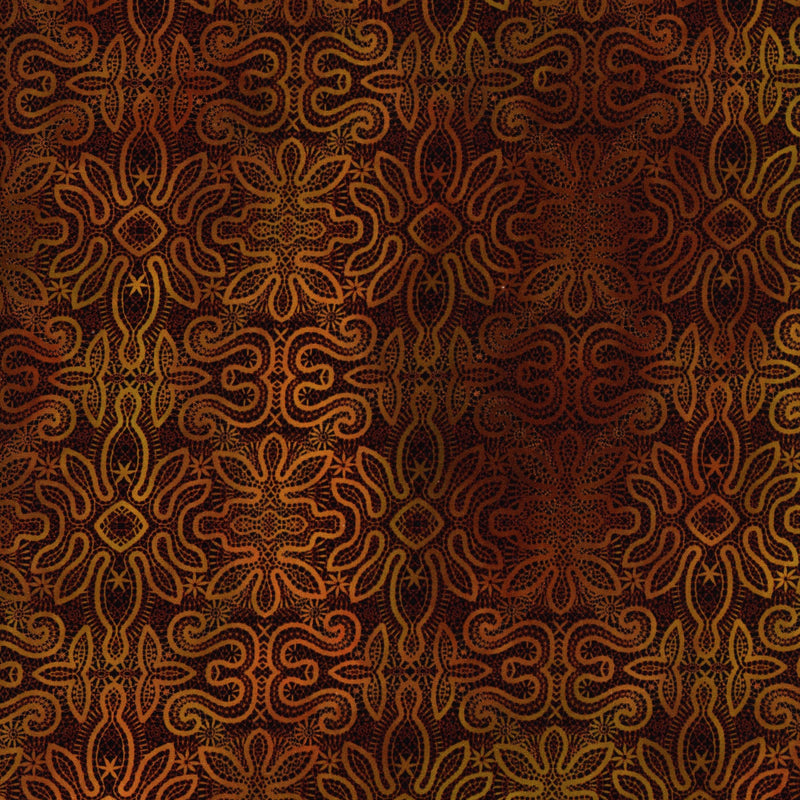 In The Beginning Fabrics - Resplendent by Jason Yenter - Patchwork and Quilting Fabric from Brown's Craft Shed (Tags: Fabric autumn gold intricate Jason Yenter mosaic orange ornate Resplendent textures warm tones )