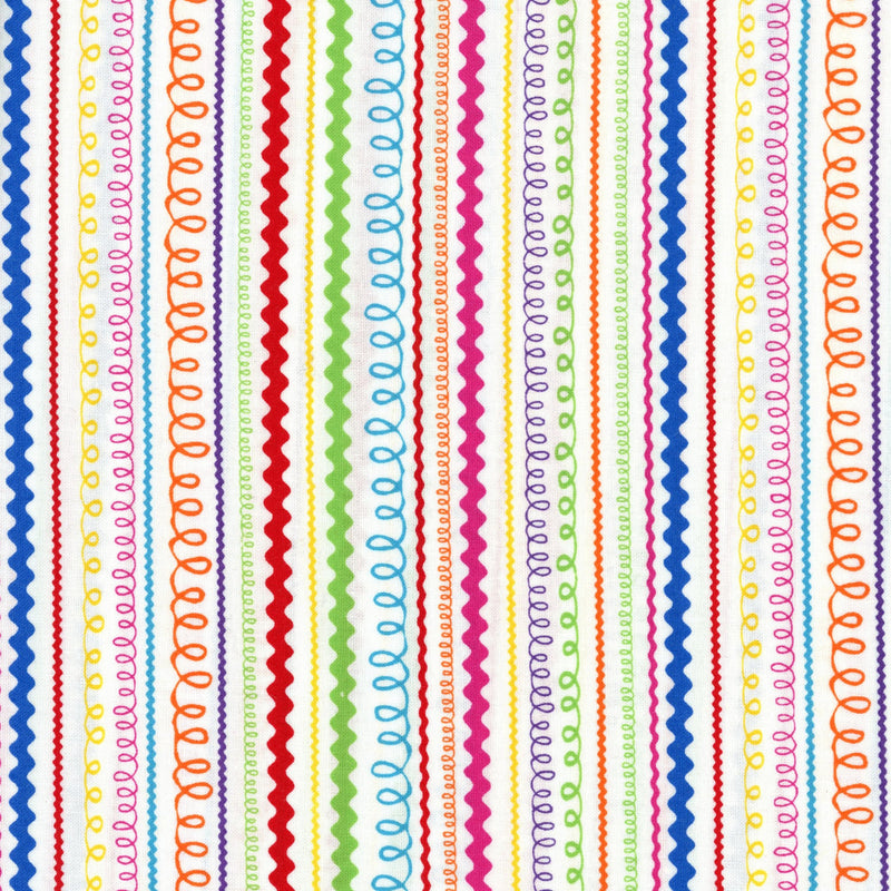 Kennard & Kennard The Gallery by Choice Fabrics Inc - Patchwork and Quilting Fabric from Brown's Craft Shed (Tags: Fabric children colourful lines multi novelty patterns playful rainbow ric rac Stripes )
