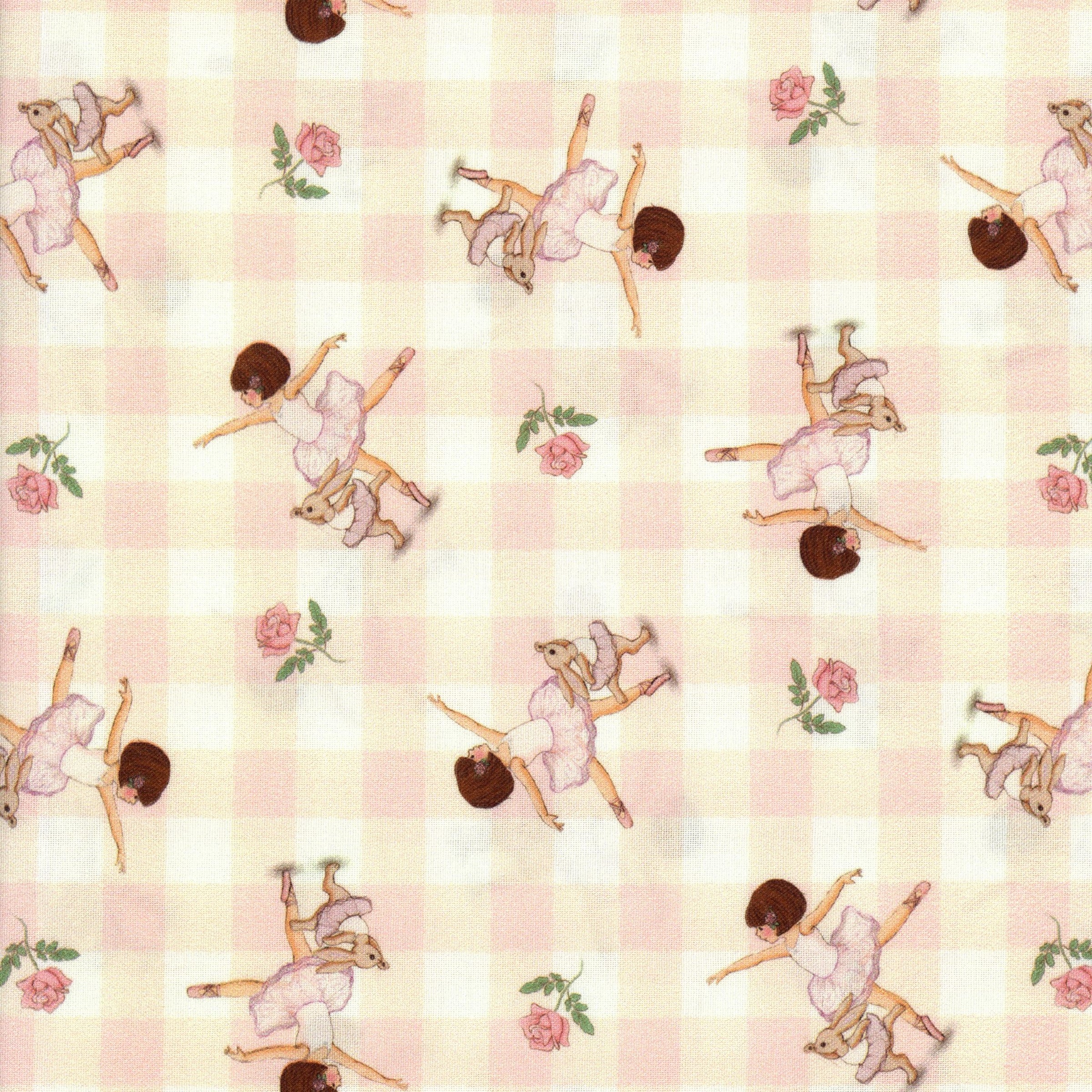 Michael Miller Fabrics - Out to Play by Belle & Boo (Ballerinas And Bunnies) - Patchwork and Quilting Fabric from Brown's Craft Shed (Tags: Fabric Ballerinas Belle & Boo Children’s Fabric Gingham Michael Miller Fabrics )