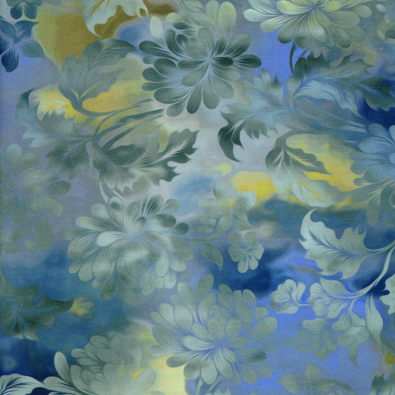 Lloyd Curzon Diaphanous - Patchwork and Quilting Fabric from Brown's Craft Shed (Tags: Fabric blender blue botanical Diaphanous elegant Floral green Lloyd Curzon misty nature pastel serenity soft tonal watercolour )