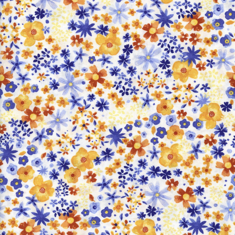 Hoffman Fabrics Blossom - Patchwork and Quilting Fabric from Brown's Craft Shed (Tags: Fabric blue Floral Yellow )