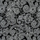 KK Fabrics Monochroma - Floral Paisley (Black) - Patchwork and Quilting Fabric from Brown's Craft Shed (Tags: Fabric )