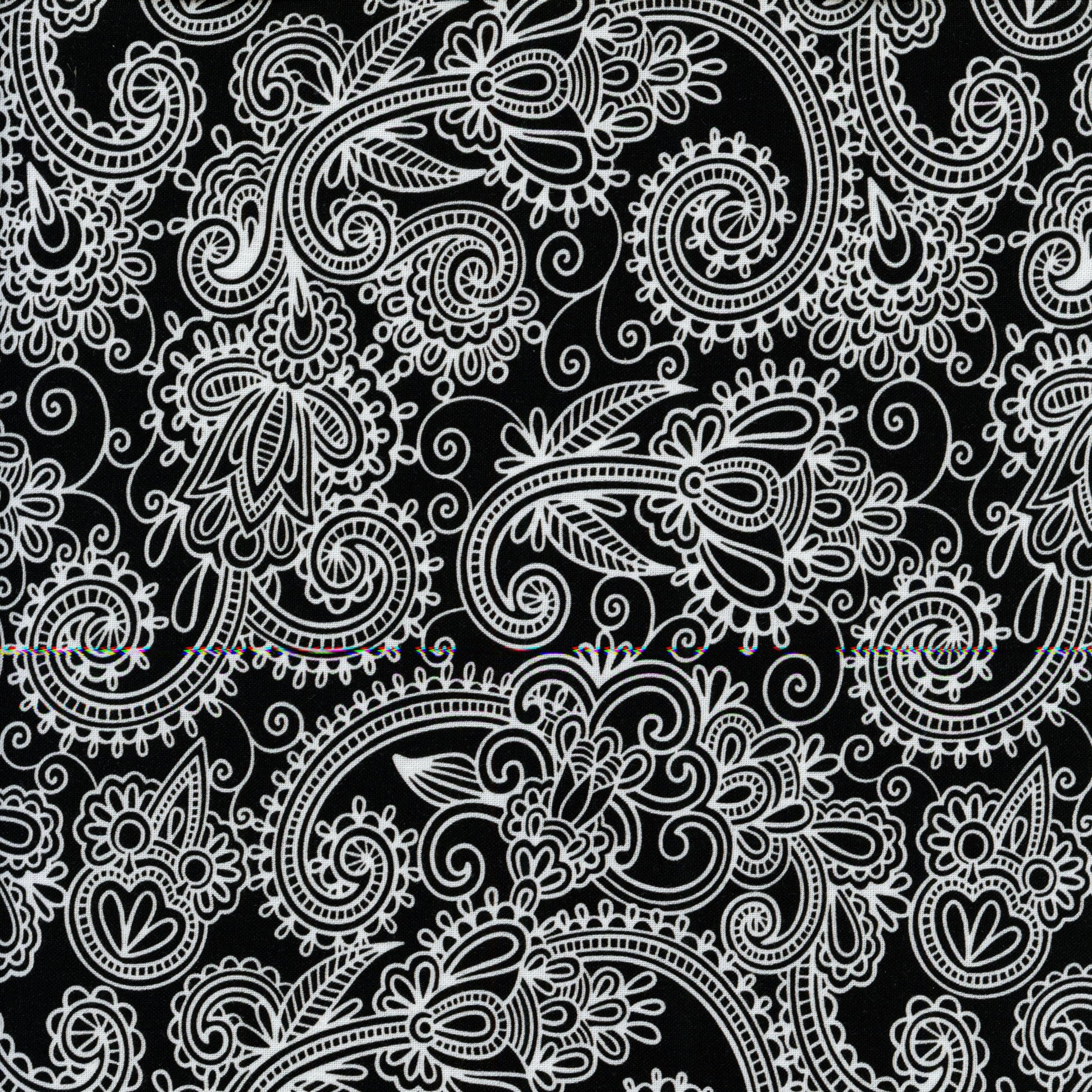 KK Fabrics Monochroma - Floral Paisley (Black) - Patchwork and Quilting Fabric from Brown's Craft Shed (Tags: Fabric )