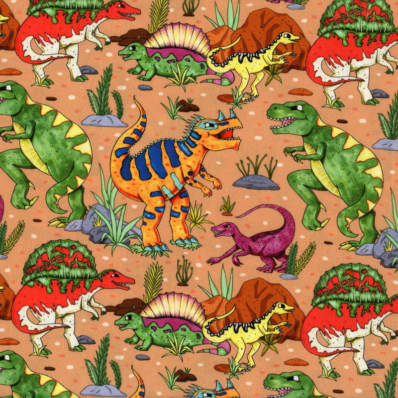 KK Fabrics Dinosphere - Predators (Mocha) - Patchwork and Quilting Fabric from Brown's Craft Shed (Tags: Fabric )
