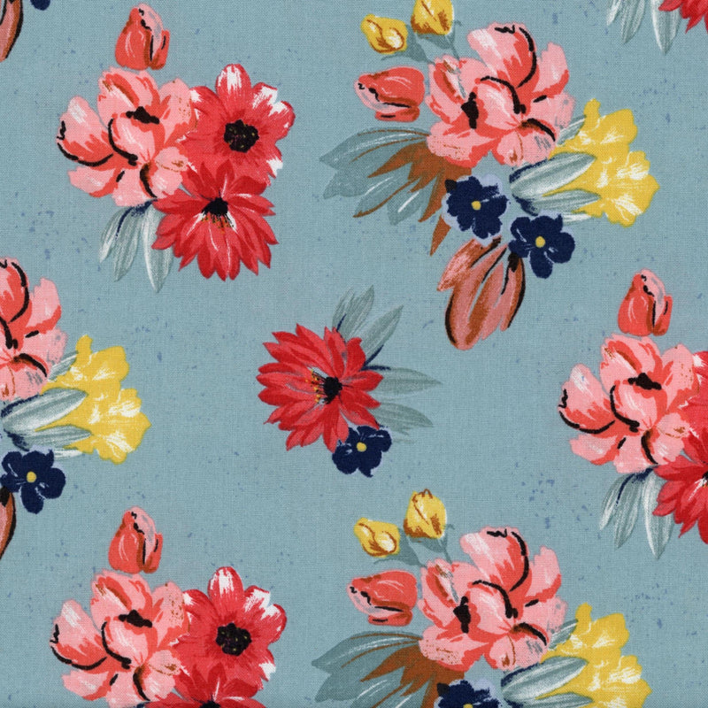 Riley Blake Flowers - Patchwork and Quilting Fabric from Brown's Craft Shed (Tags: Fabric blue Floral Western )