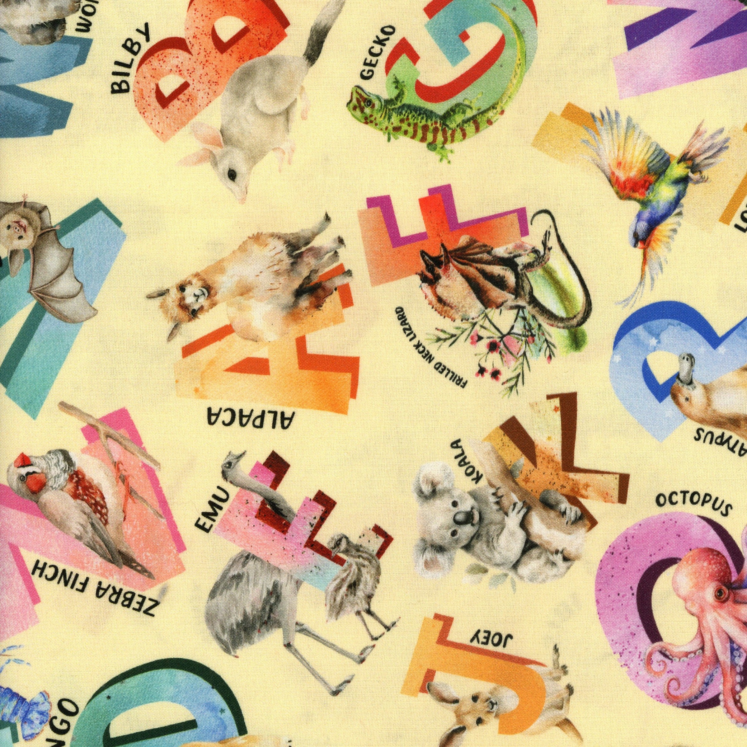 KK Fabrics A is for Aussie - Alphabet Animals - Patchwork and Quilting Fabric from Brown's Craft Shed (Tags: Fabric )