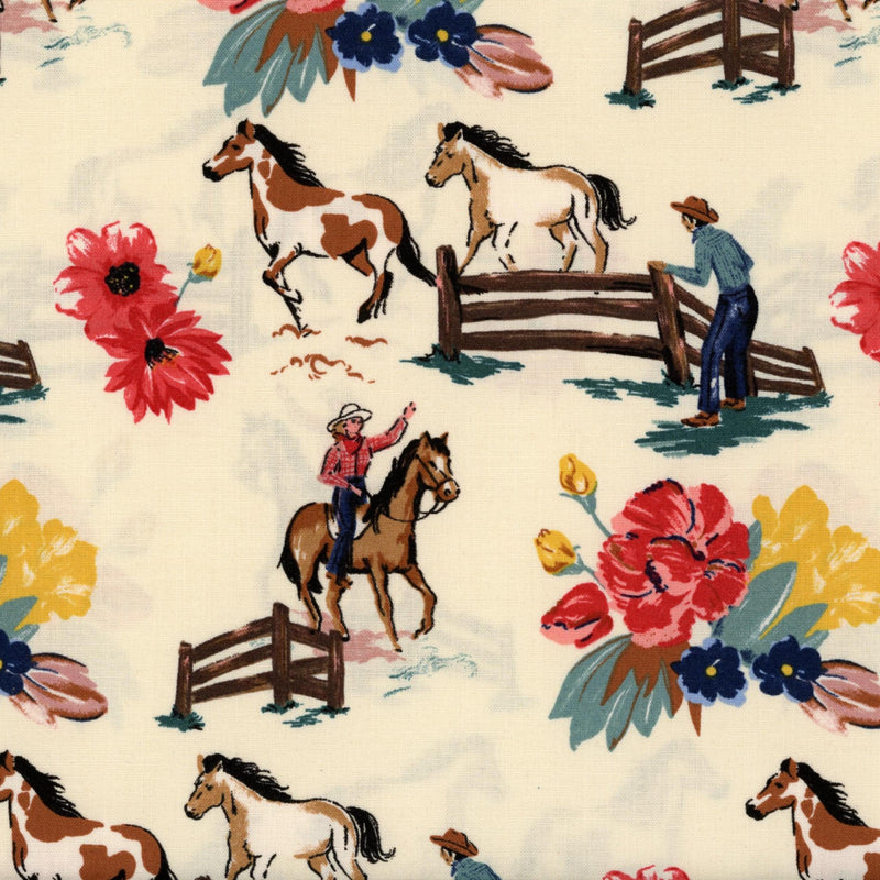 Riley Blake Horses and Flowers - Patchwork and Quilting Fabric from Brown's Craft Shed (Tags: Fabric Floral Western )