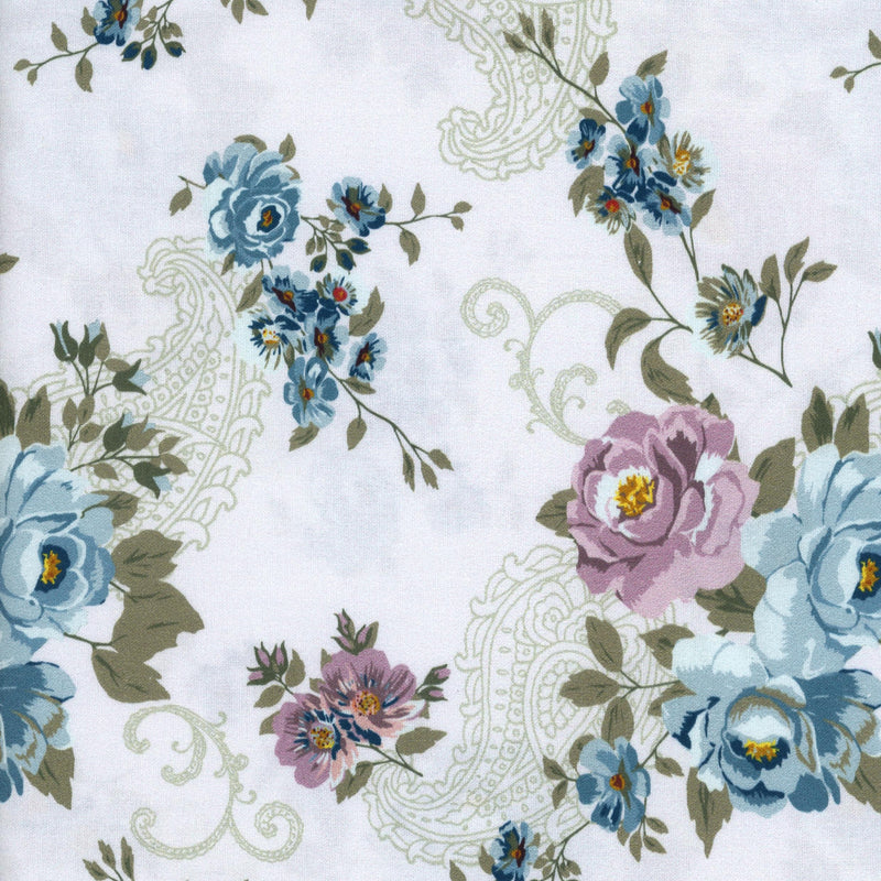 Stof Fabrics Isabella Rose - Patchwork and Quilting Fabric from Brown's Craft Shed (Tags: Fabric blue Floral paisley panel purple )