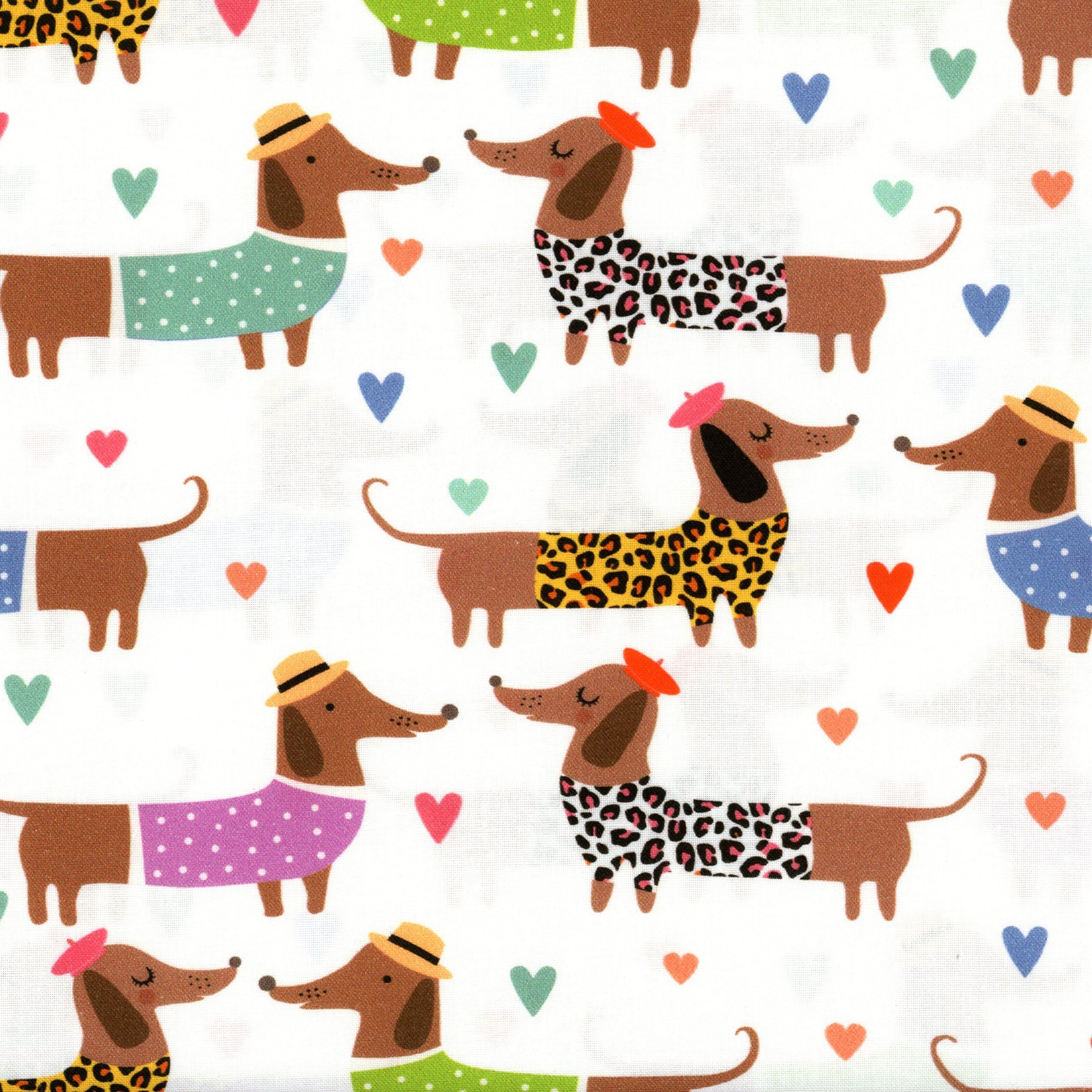 KK Fabrics Dashing Dachshunds - Holiday White