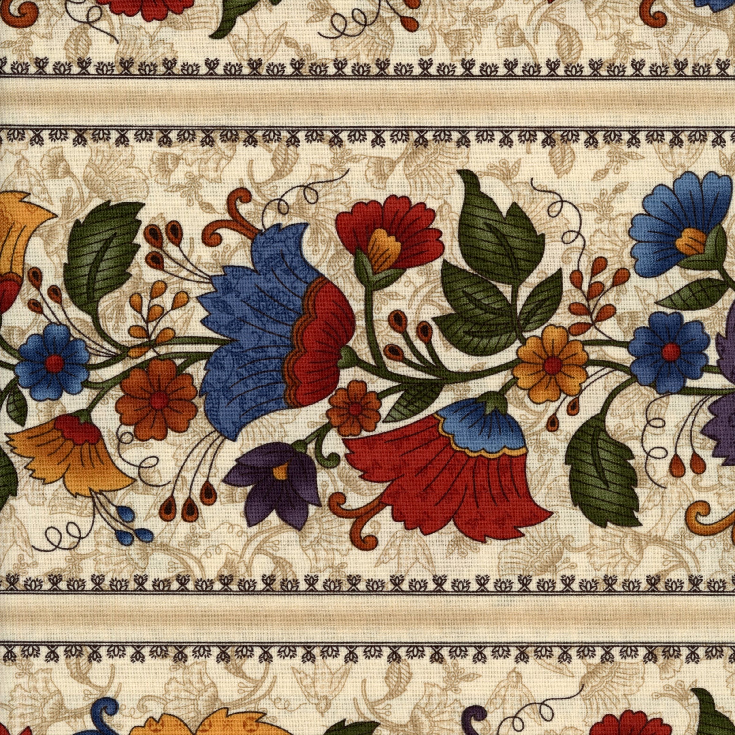 Blank Quilting Corporation Ashton Collection - Ivory Floral Stripe