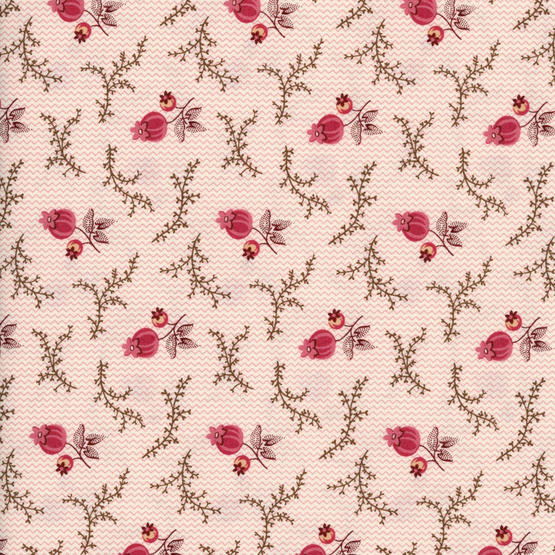 Andover Fernshaw - Pink Flowers and Leaves on Pink Zigzag - Patchwork and Quilting Fabric from Brown's Craft Shop (Tags: Fabric Floral panel )