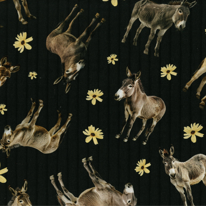 KK Fabrics Homestead Hoofprints (Tossed Donkeys Black) by Milvale Design Studio - Patchwork and Quilting Fabric from Brown's Craft Shed (Tags: Fabric )