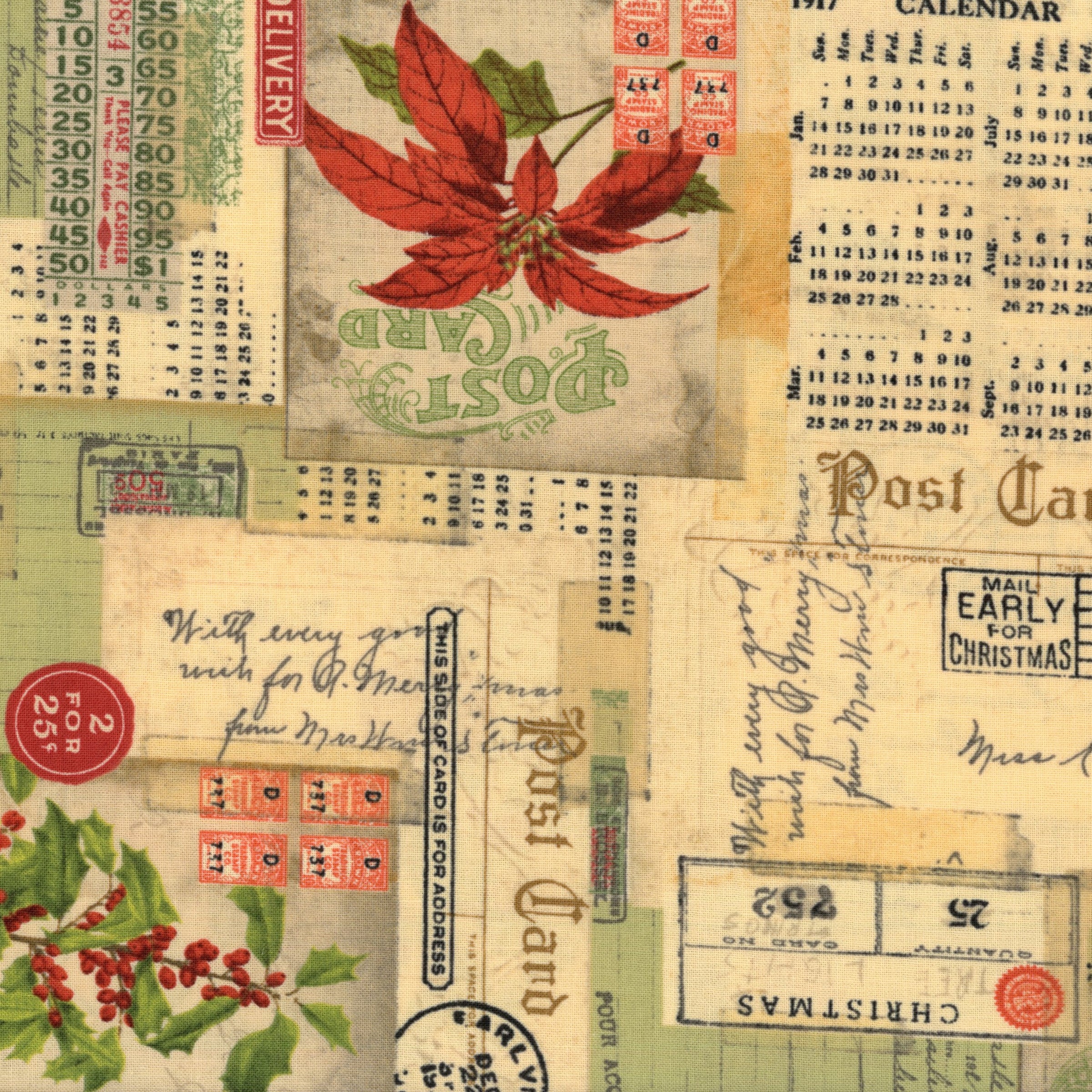 FreeSpirit Fabrics Holidays Past by Tim Holtz - Postcard Collage Multi