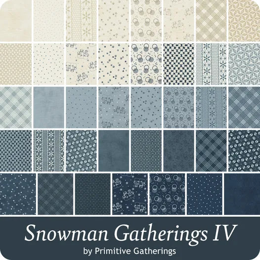 Moda Fabrics - Snowman Gatherings IV by Primitive Gatherings Layer Cake - Patchwork and Quilting Fabric from Brown's Craft Shed (Tags: Fabric blue christmas cream festive Layer Cake Moda Fabrics navy novelty patterns Primitive Gatherings seasonal snowman Snowman Gatherings IV )