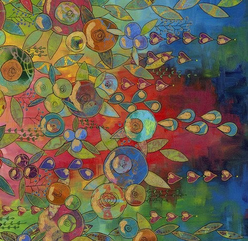 Free Spirit Flourish - Patchwork and Quilting Fabric from Brown's Craft Shed (Tags: Fabric abstract blue bold colourful contemporary craft Free Spirit garden green modern multi multicolour nature painterly patchwork pink quilting red statement vibrant whimsical )