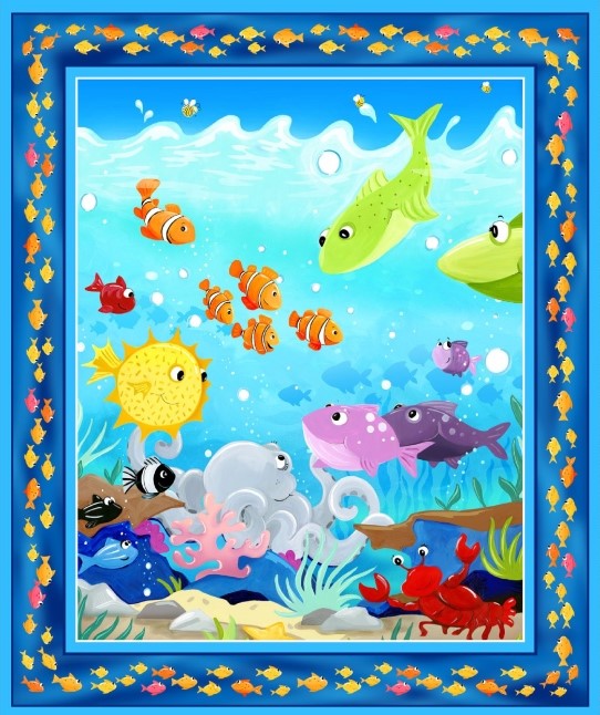 Clothworks Under The Sea World of Susybee Panel - Patchwork and Quilting Fabric from Brown's Craft Shop (Tags: Fabric children panel )